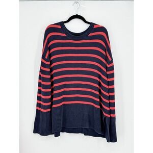 Gap Womens Striped Nautical Academia Preppy Cotton Knit Sweater Blu Size Xl Tall